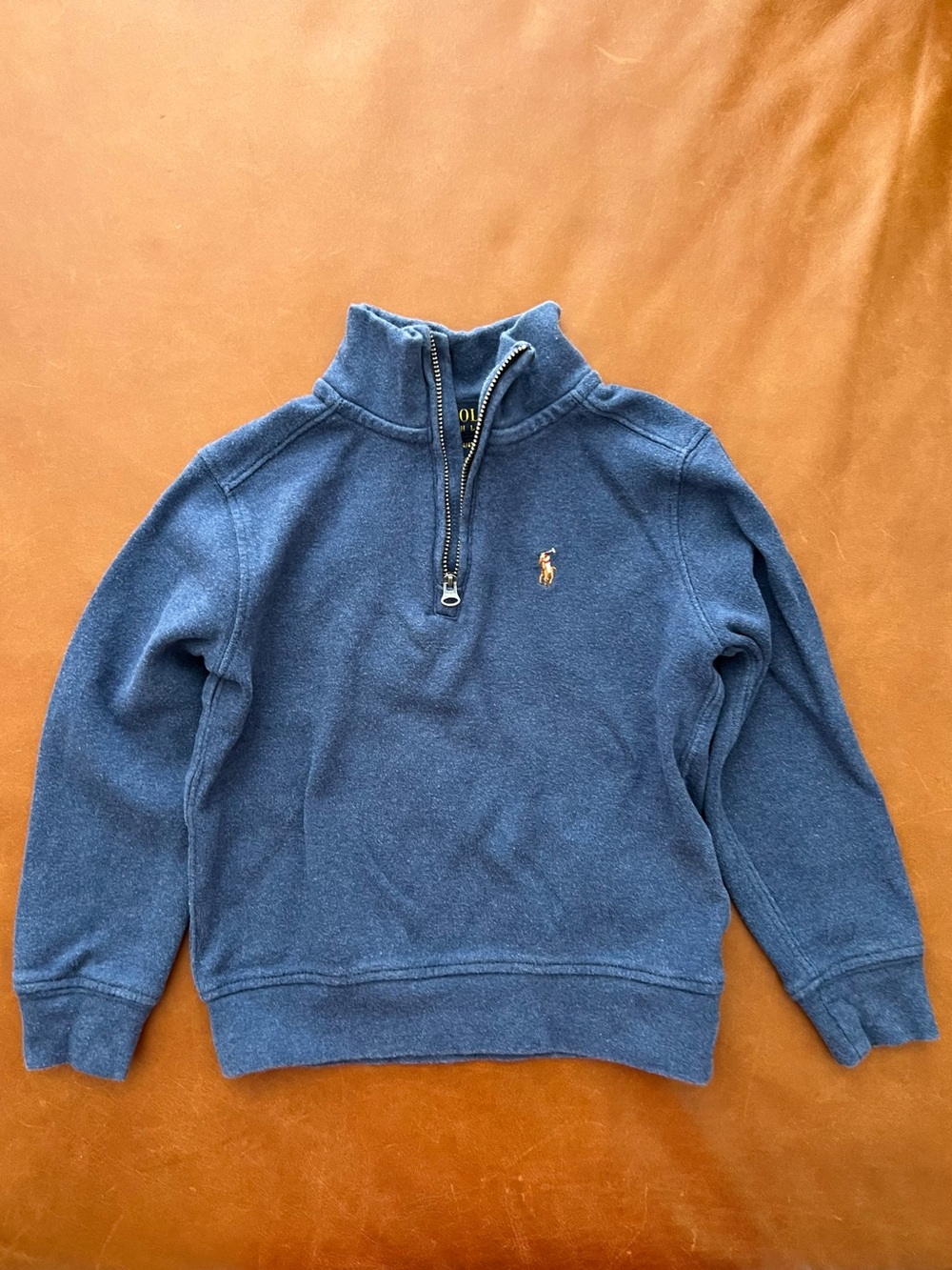 POLO Half-Zip Blue Cotton Pullover, 4T